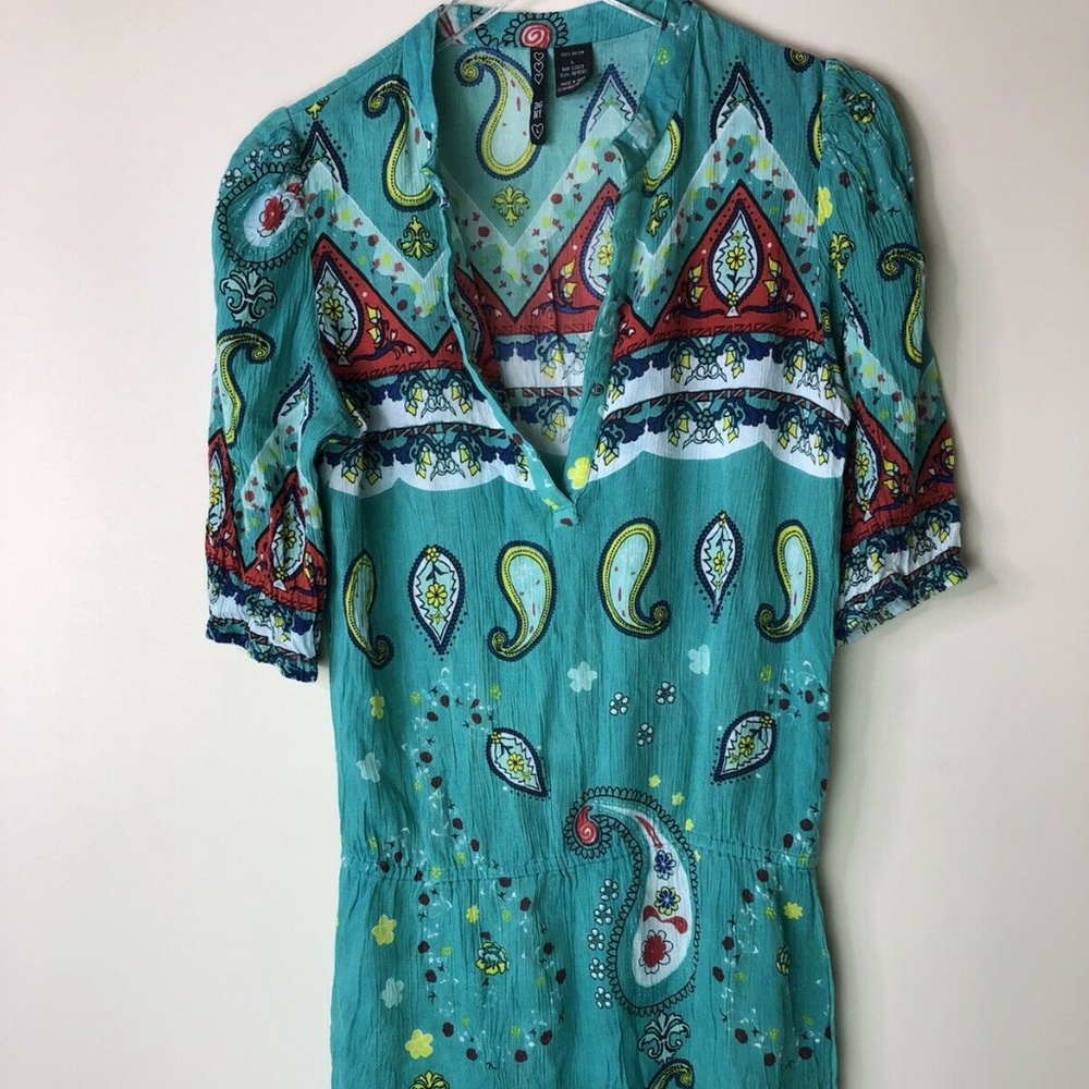 Rayon Dress / Cover Up Green Paisley Sz L